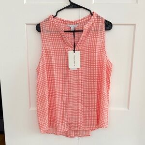 41 Hawthorn Coral and White Grid Blouse